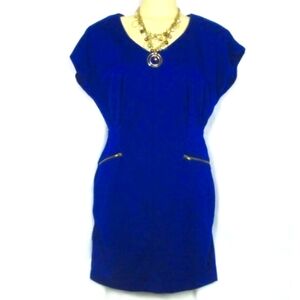 New Forever 21 Dress 90s Vintage Royal Blue Chic Style Stretch Fitted Mini Siz M